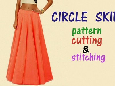 Circle skirt with elastic waistband| Circle skirt drafting, cutting and stitching