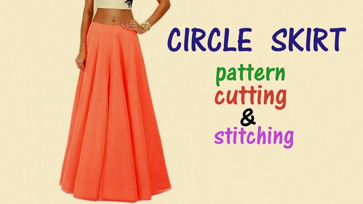 Circle skirt with elastic waistband| Circle skirt drafting, cutting and stitching