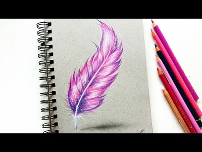 Feather drawing with colored pencil! | Leontine van vliet