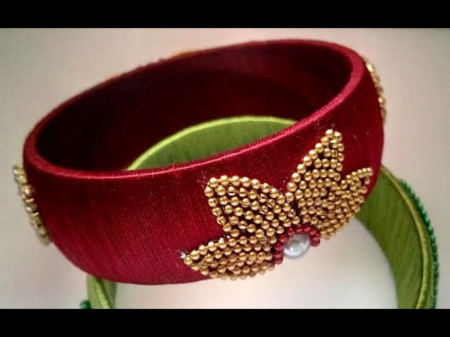 Flower stylish and trendy design silk thread bangle or kada designer piece  - SSC Arts 137