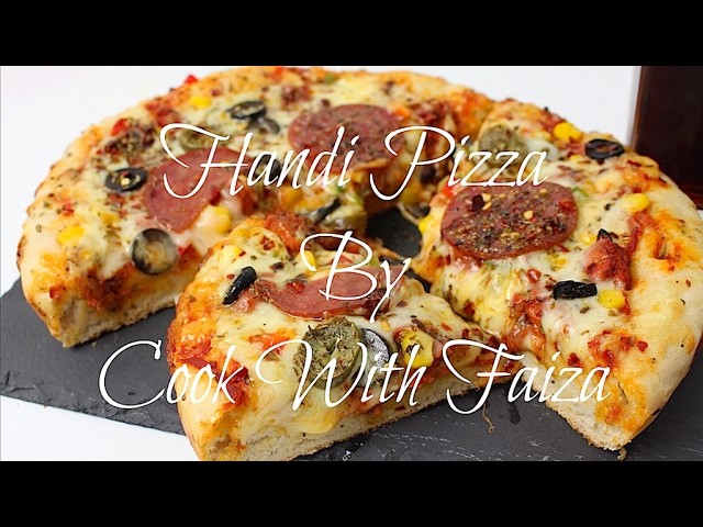 HOW TO MAKE HANDI PIZZA. No Oven. No Pressure Cooker HANDI PIZZA  *COOK WITH FAIZA*