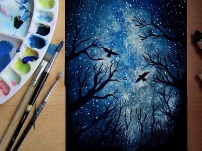HOW TO PAINT A NIGHT SKY - speed painting