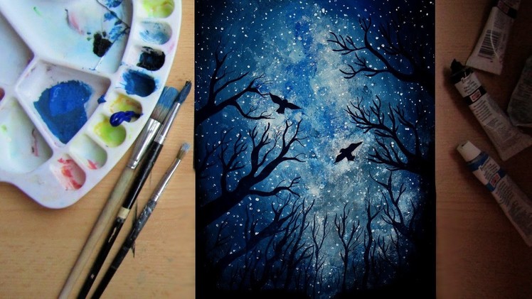 HOW TO PAINT A NIGHT SKY - speed painting