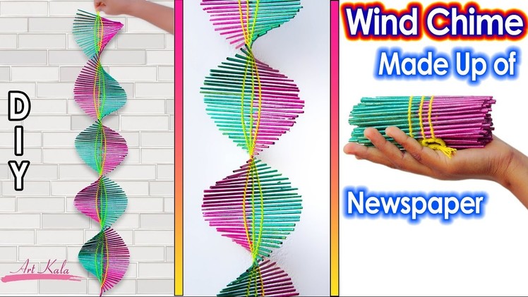 Newspaper wall hanging | Newspaper wind chime | best out of waste | Artkala 120