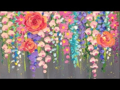 Paint Cotton Swab FLOWERS with Acrylics | Easy Step by Step LIVE Painting Tutorial for Beginners