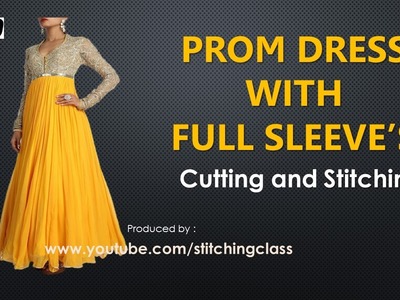 Prom Dress with Full Sleeves Cutting and Stitching