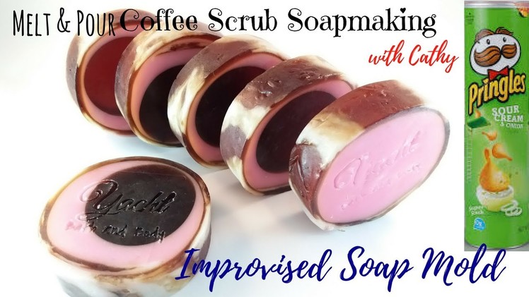 Rimmed coffee scrub soap making  using improvised soap mold DIY easy tutorial how to coffee soap 051