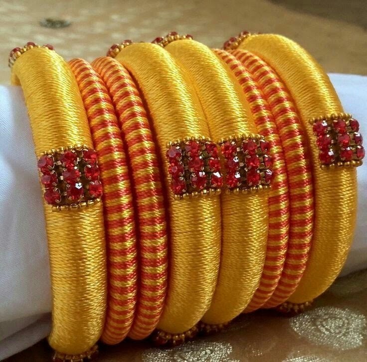 Wrapped silk thread bangles