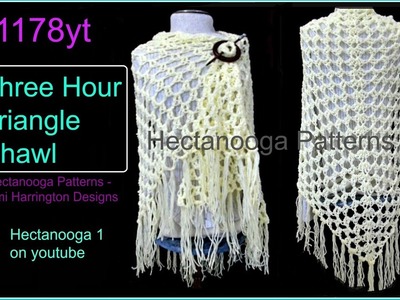 1178yt FREE CROCHET PATTERN, Easy 3 hour TRIANGLE SHAWL,  top down, all sizes, sweaters & tops