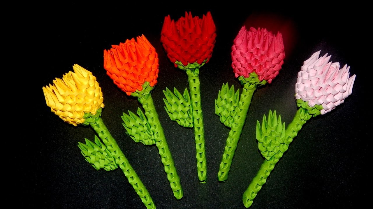 3D Origami small flower tutorial, DIY paper flower