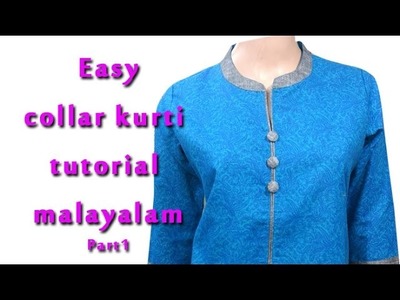 Best Ever collar kurti cutting and stitching DIY tutorial മലയാളം part1,how to stitch collar Churidar