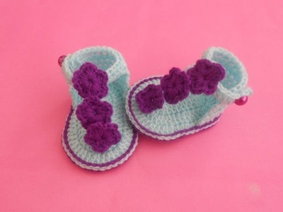 (Crochet-Crosia) how to make baby crochet sandals