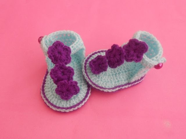 (Crochet-Crosia) how to make baby crochet sandals