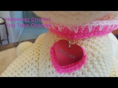 Crochet Quick and Easy Beginner Spiked Dog Collar with Heart Charm DIY Video Tutorial