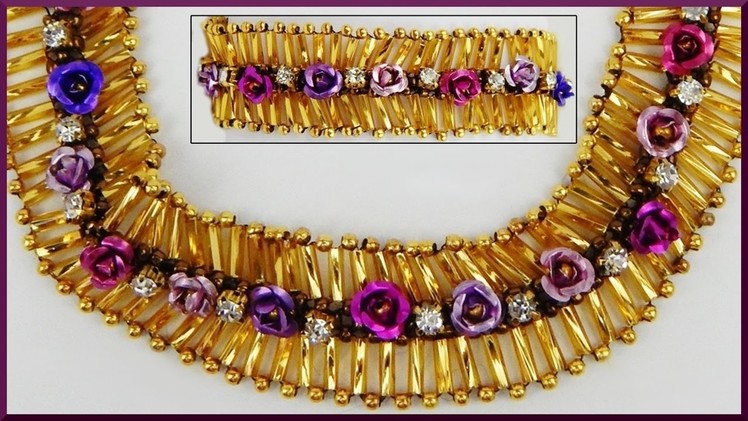 DIY | Blumen Stiftperlen Armband | Schmuck basteln | Beaded roses bracelet with bugle beads