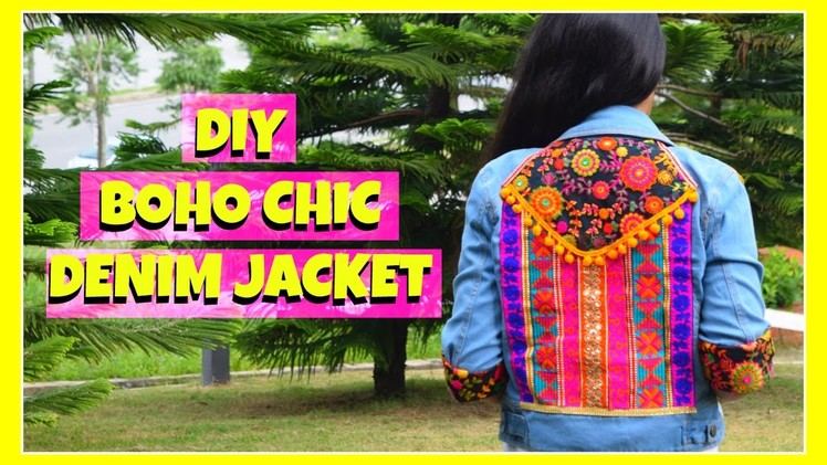 DIY Bohemian Denim ll Boho Chic Denim Jacket Upcycle ll Gucci style bomber jacket