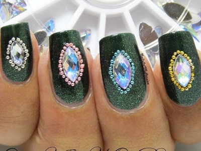 DIY Crystals Emerald Nails with Colorful Horse Eyes Design Stone Crystal from Enjoyours