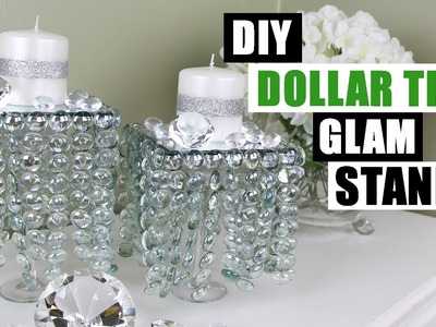 DIY DOLLAR TREE GLAM DECOR STANDS Dollar Store DIY Candle Holders Bling Candles DIY Glam Room Decor