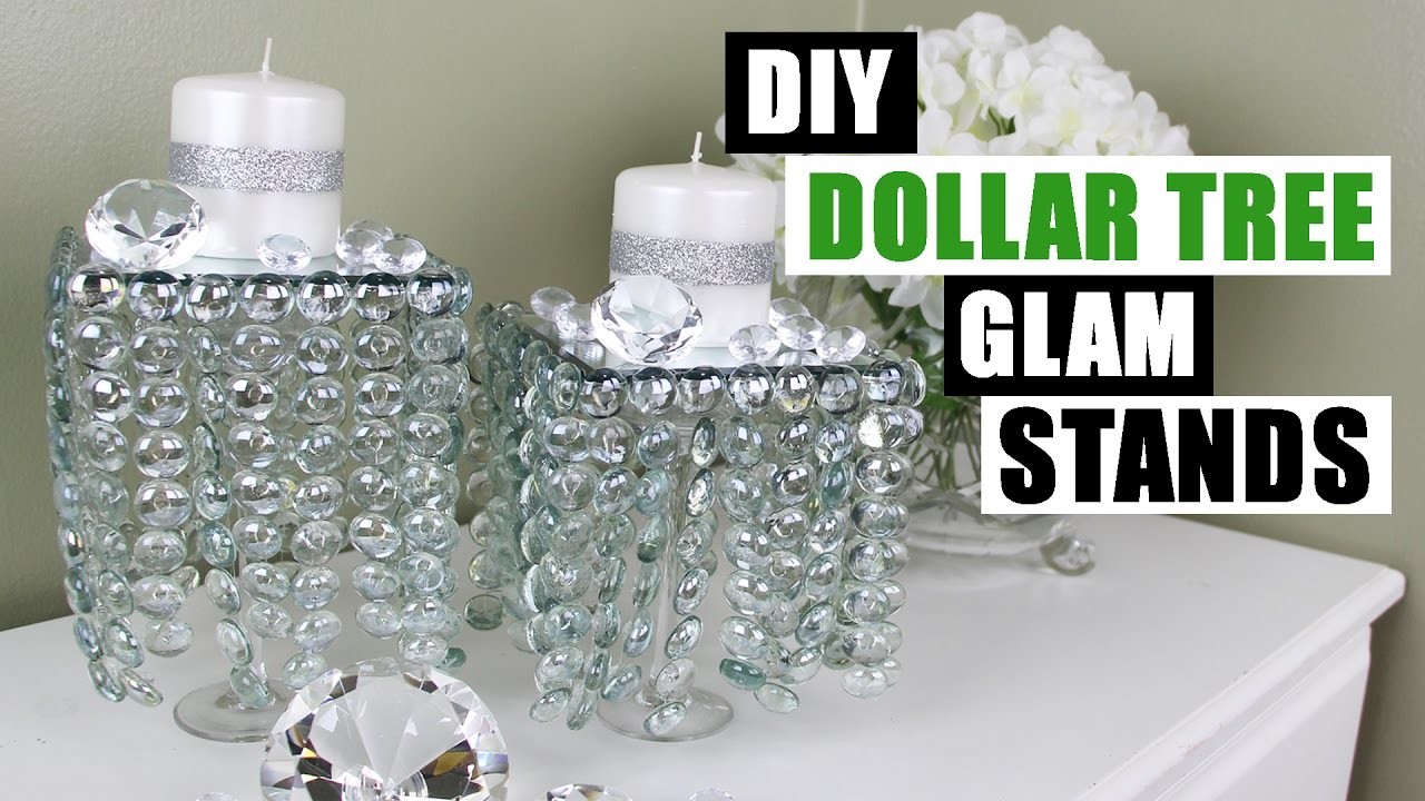 DIY DOLLAR TREE GLAM DECOR STANDS Dollar Store DIY Candle Holders Bling