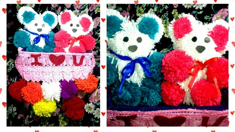 DIY How to make woolen Teddy bear wall hanging | Pompom Teddy | woollen wall decor | woolen craft