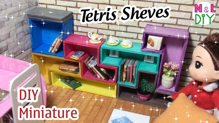 DIY Miniature Tetris Shelves | How to make a Tetris Shelves for Dollhouse with Multi Color