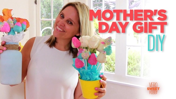 DIY MOTHERS DAY GIFT IDEA! Last minute!  Flower and chocolate strawberries bouquet