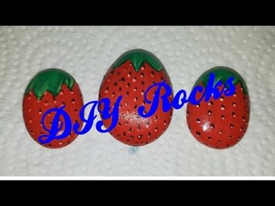 DIY Painted rocks | Strawberry