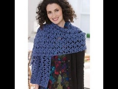 DIY tutorial: crochet - Simple, Elegant rectangular shawl - cowl - scarf - English