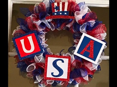 Dollar Tree DIY: Memorial Day & 4th of July Deco Mesh Wreath Tutorial May 18, 2017