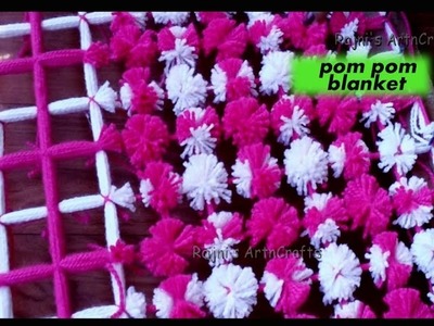 Dry Pom pom blanket - How to add two tone pom poms| Pom Pom Mat | Pom Pom Rug