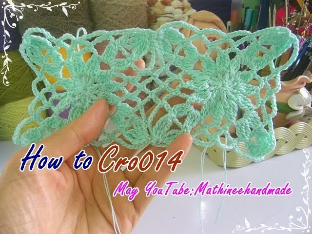How to Cro014 Crochet pattern. ถักผังลายโครเชต์ ลายสี่เหลี่ยม  _ Mathineehandmade