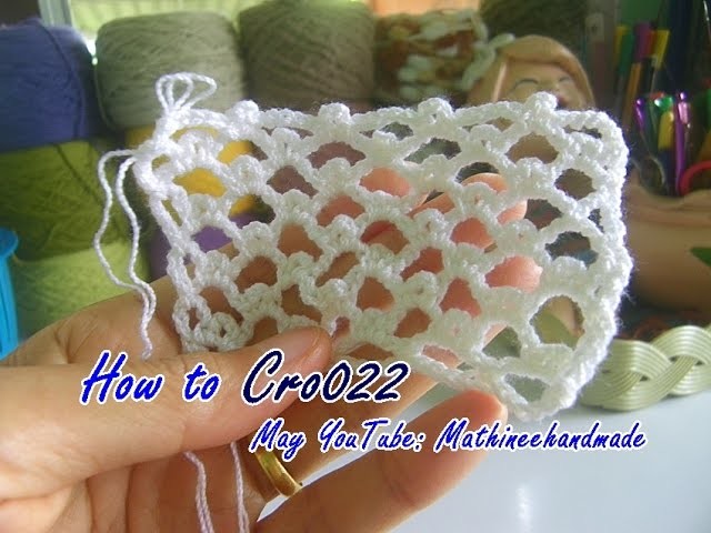 How to Cro022 Crochet pattern. ถักผังลายโครเชต์ ลายโซ่มีปุ่ม  _ Mathineehandmade