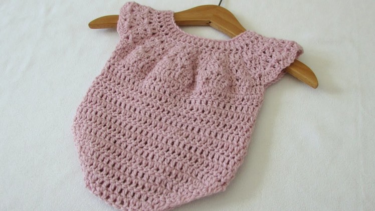 How to crochet a cute baby girl's romper. onesie