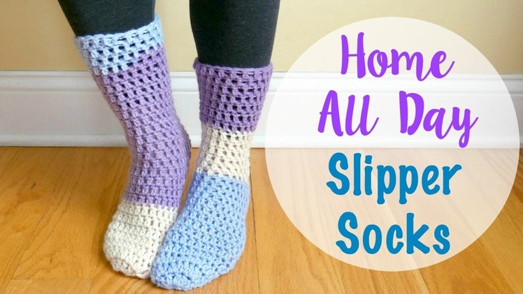 How To Crochet the Home All Day Slipper Socks, Episode 414