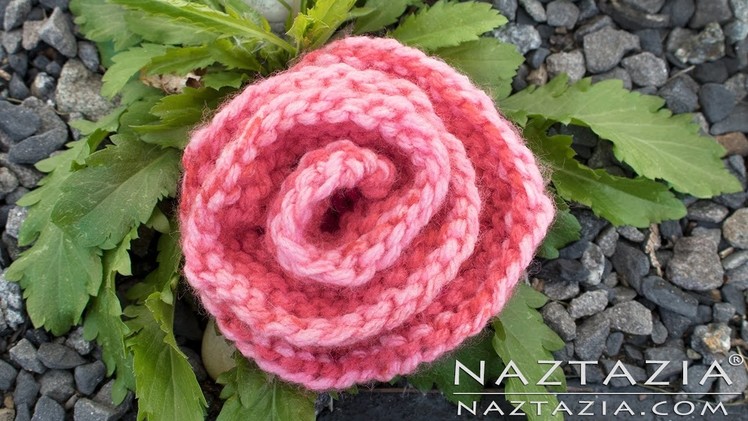 How to Knit a Rose - Beginner Easy Simple Knitted Rolled Rose Flower - DIY Knitting Tutorial