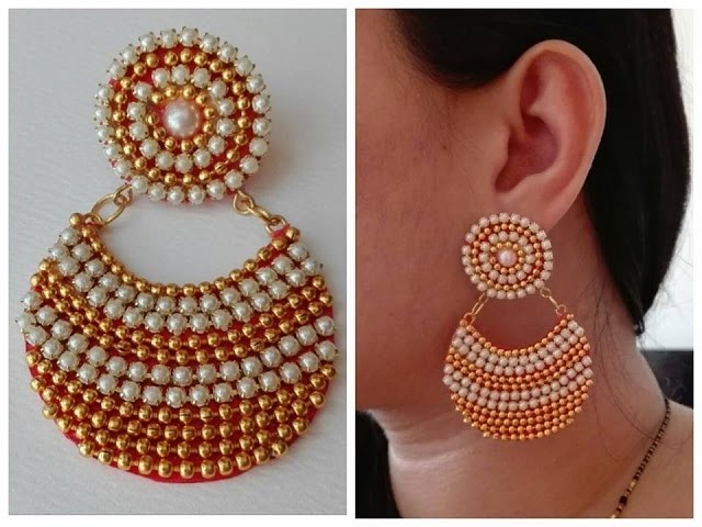 How To Make Chandbali Earrings||Made out of paper. Tutorial. Design 3