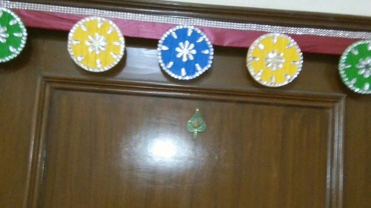How to make door hanging.toran.banderwar from cds & paper sticks.