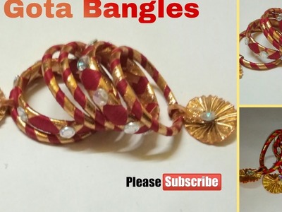 How to make gota Bangles | gota jewellery 2017 | silk thread bangles letest design