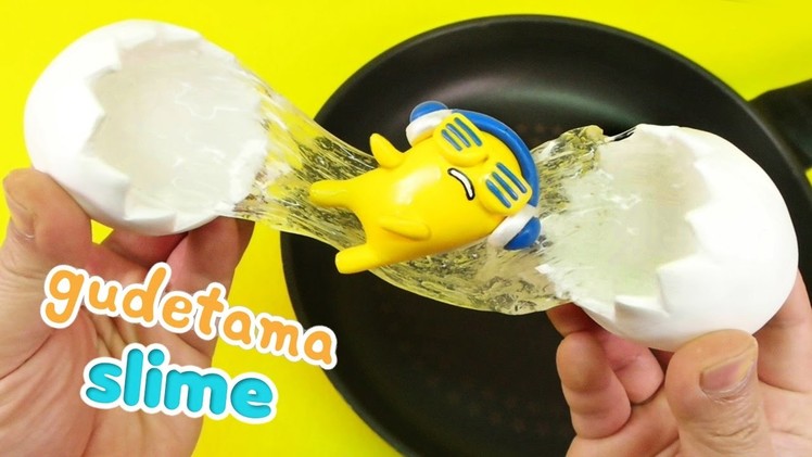 How To Make Gudetama DJ Egg Slime ! DIY Gudetama Clear Slime | MonsterKids