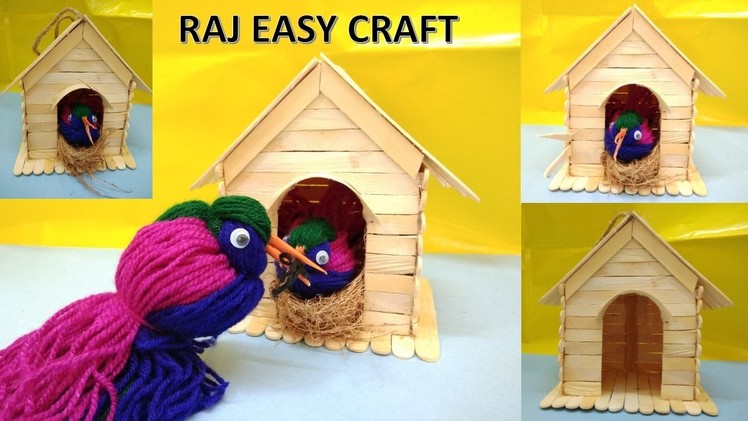 How to make Ice cream stick house || From Birds | popsicle stick house | DIY | raj easy craft