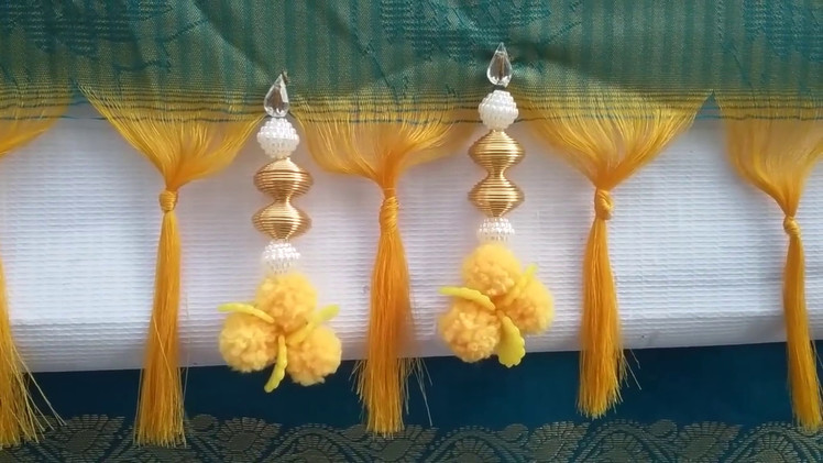 How to make new designer saree kuchu l DIY l saree tassels with pompoms l saree kuchu design # 26