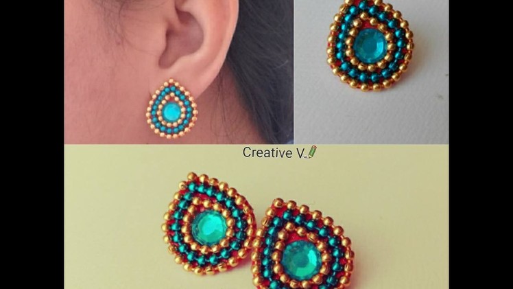 How to make Paper Stud Earrings | Earrings made out of paper | DIY