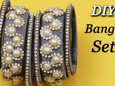How to make party wear silk thread Bangle set | DIY silk thread jewellery set making