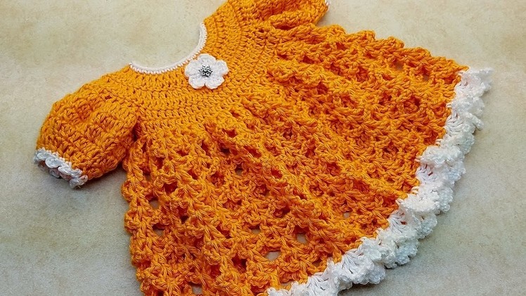 Learn How To #Crochet My Darlin' Clementine Baby Dress Size 6-12M ONLY TUTORIAL#383