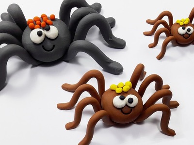 Little Spider Polymer Clay Tutorial DIY - Halloween Spider Polymer Clay making for kids