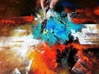 Abstract Painting. How to paint abstract in Acrylics. EASY Wash Techniques. Demonstration