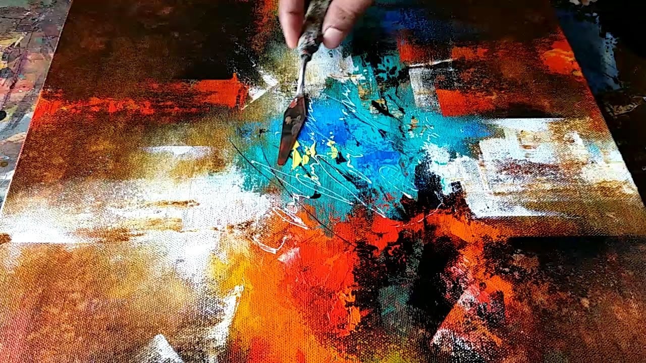 Abstract Painting. How to paint abstract in Acrylics. EASY Wash