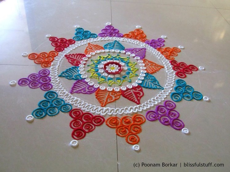 Beautiful multicolored rangoli | Creative and unique rangoli design | Poonam Borkar rangoli designs