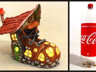 ❣DIY Boot Fairy House Lamp Using Coke Plastic Bottle❣
