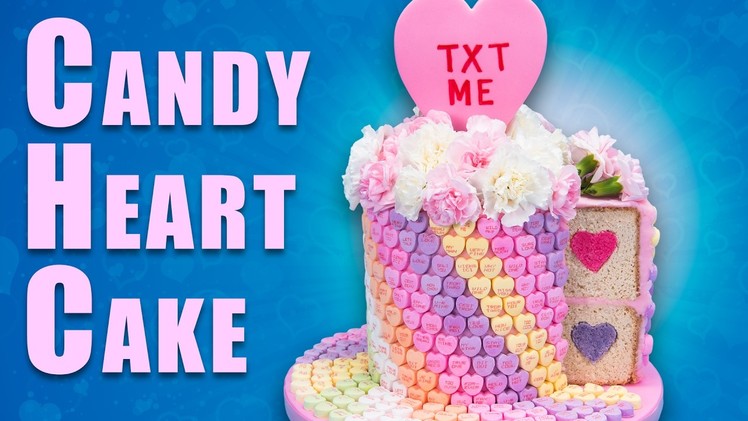 Giant Conversation Heart Cake (Candy Hearts Cake) for Valentine’s Day